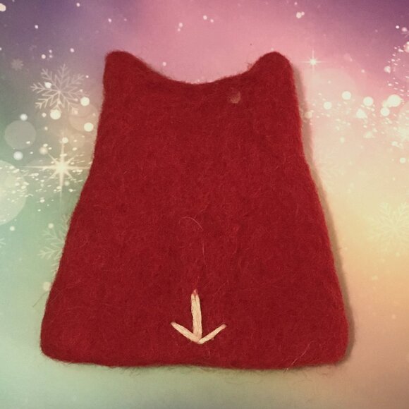 Handmade Felted Wool Owl Egg Cozy with Metal Egg Cup - Picture 4 of 13